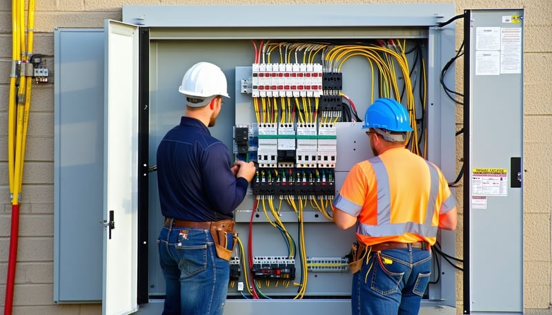 Tiger City Electric electricians working on a residential electrical panel in Tennessee